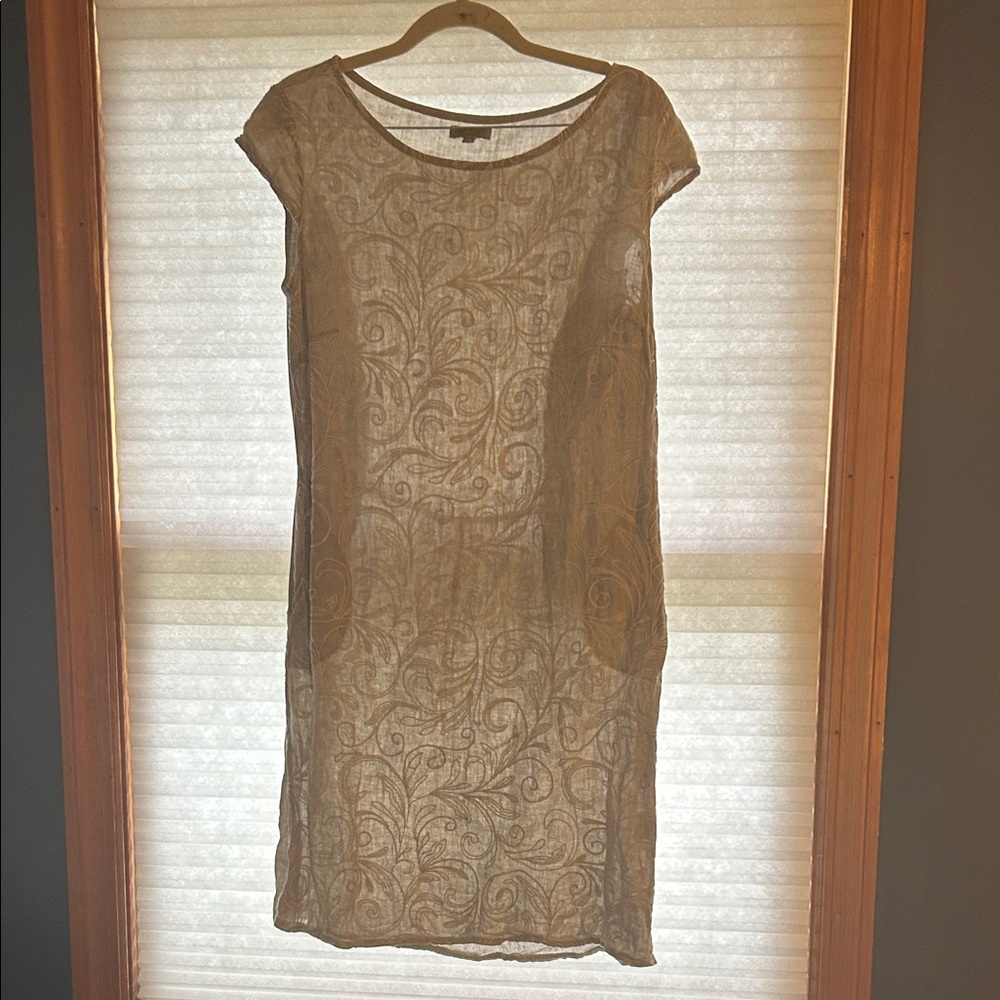 Chic Beige Linen Midi Dress